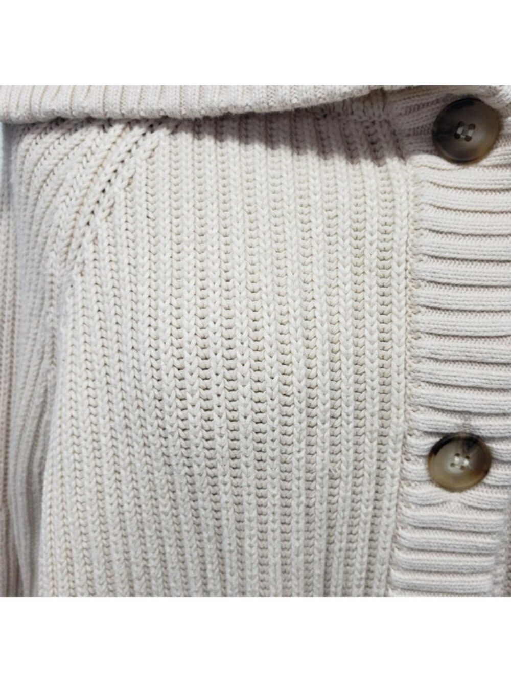 G. Label by Goop GWYN Cream Bella Button Bomber Cardigan Sweater Minimalist - Picture 7 of 16